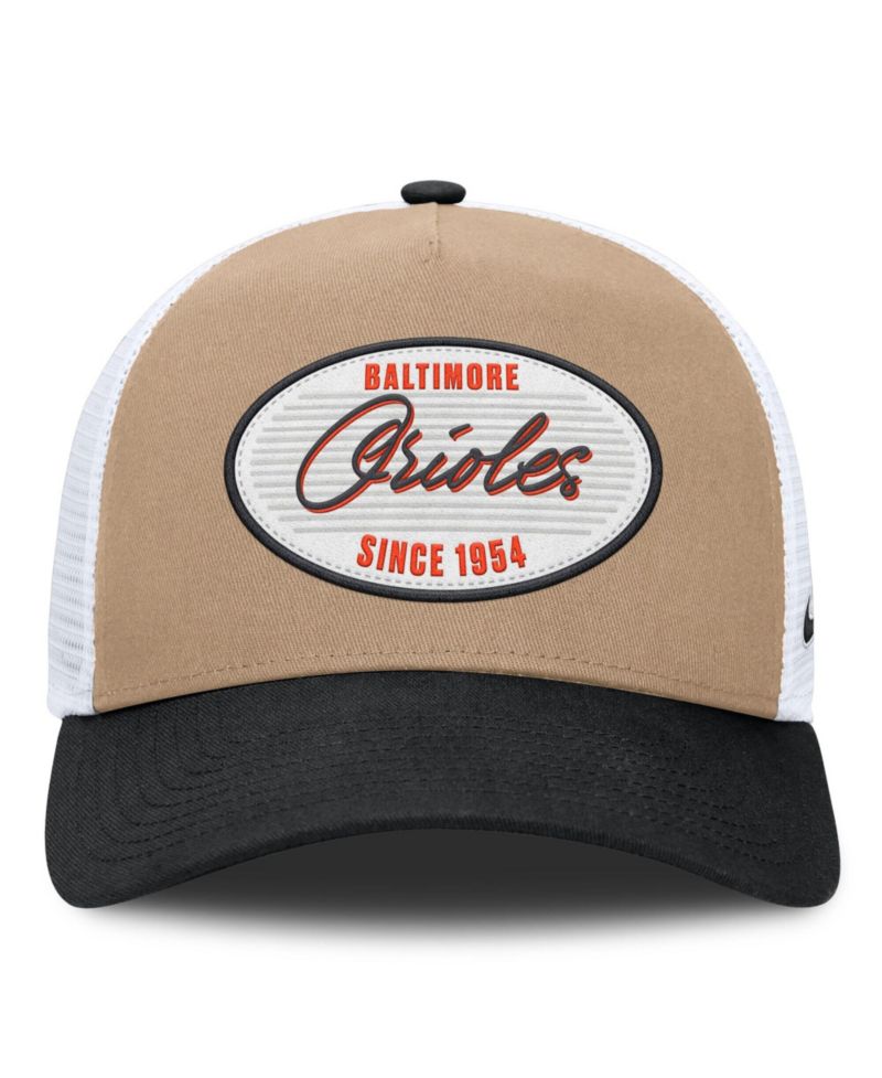 Men's Khaki/Black Baltimore Orioles Rise A-Frame Trucker Adjustable Hat