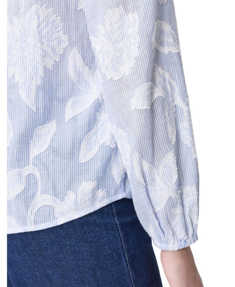 Women's Ivie Floral-Print Button-Through V-Neck Long-Sleeve Blouse