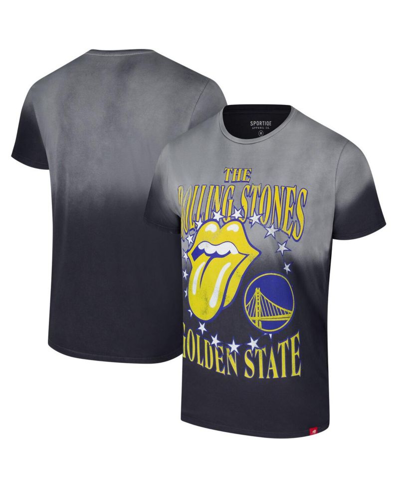 Men's and Women's Gray Rolling Stones x Golden State Warriors Bingham Collab T-Shirt