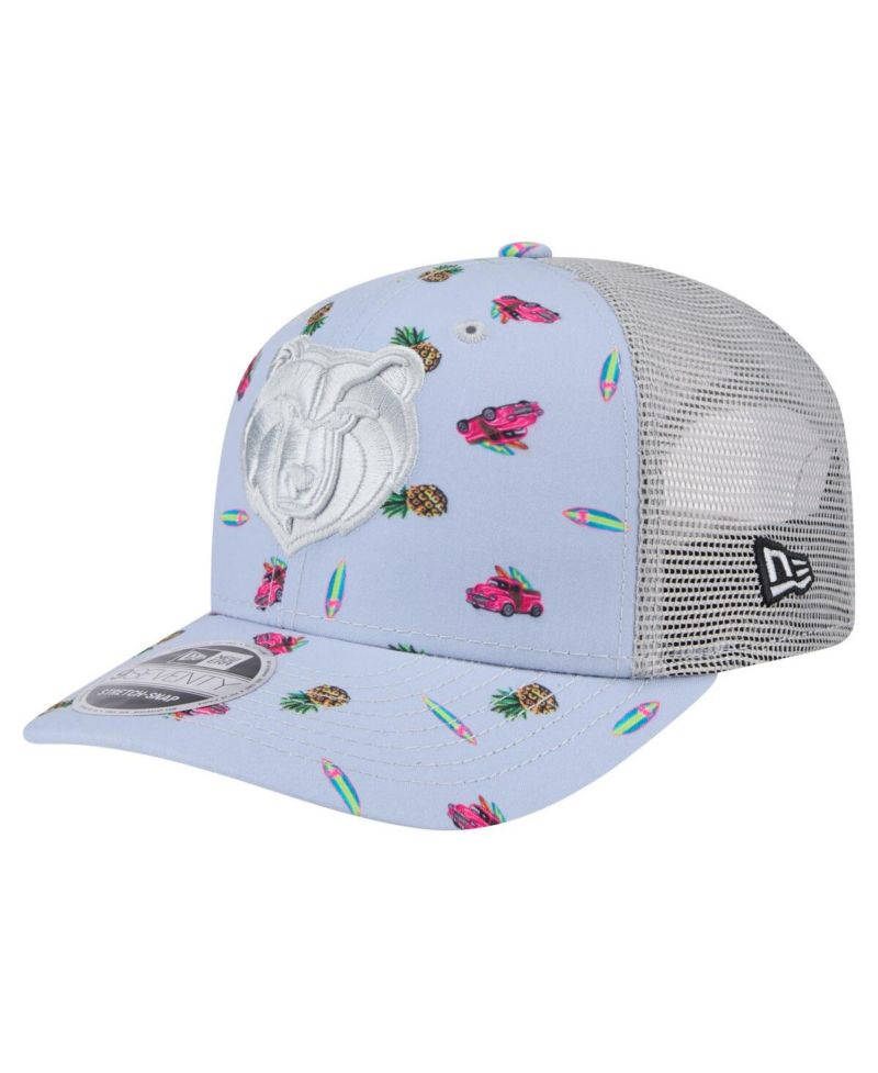 Men's Light Blue/Gray Memphis Grizzlies Adventure Aloha Pattern 9SEVENTY Stretch-Snap Hat