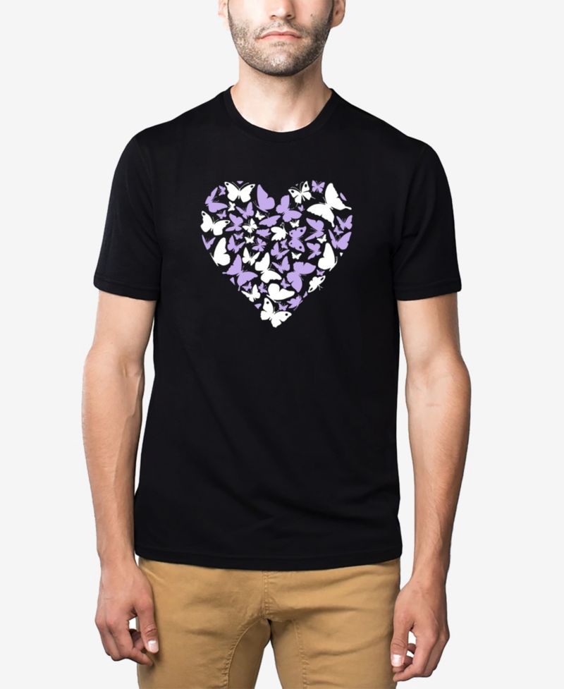 Men's Cotton/Poly Blend Word Art T-Shirt - Butterfly Heart