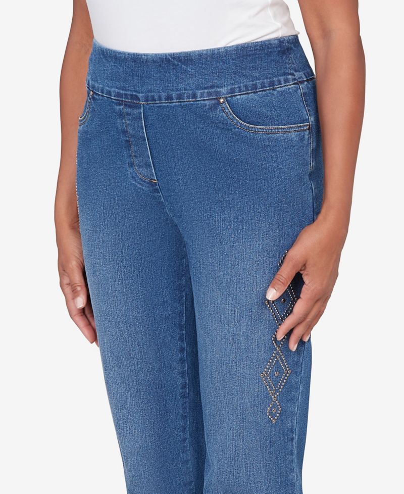 Women's Austin Geometric Heat Set Super Stretch Denim Short Length Jeans