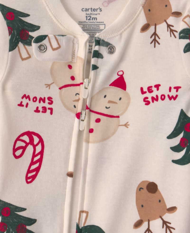 Baby Boys' and Girls' Christmas Icon Long-Sleeve Footed Pajamas, 1-Piece