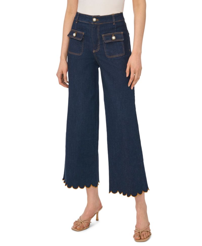 Women's Scallop Hem Mid-Rise-Jeans