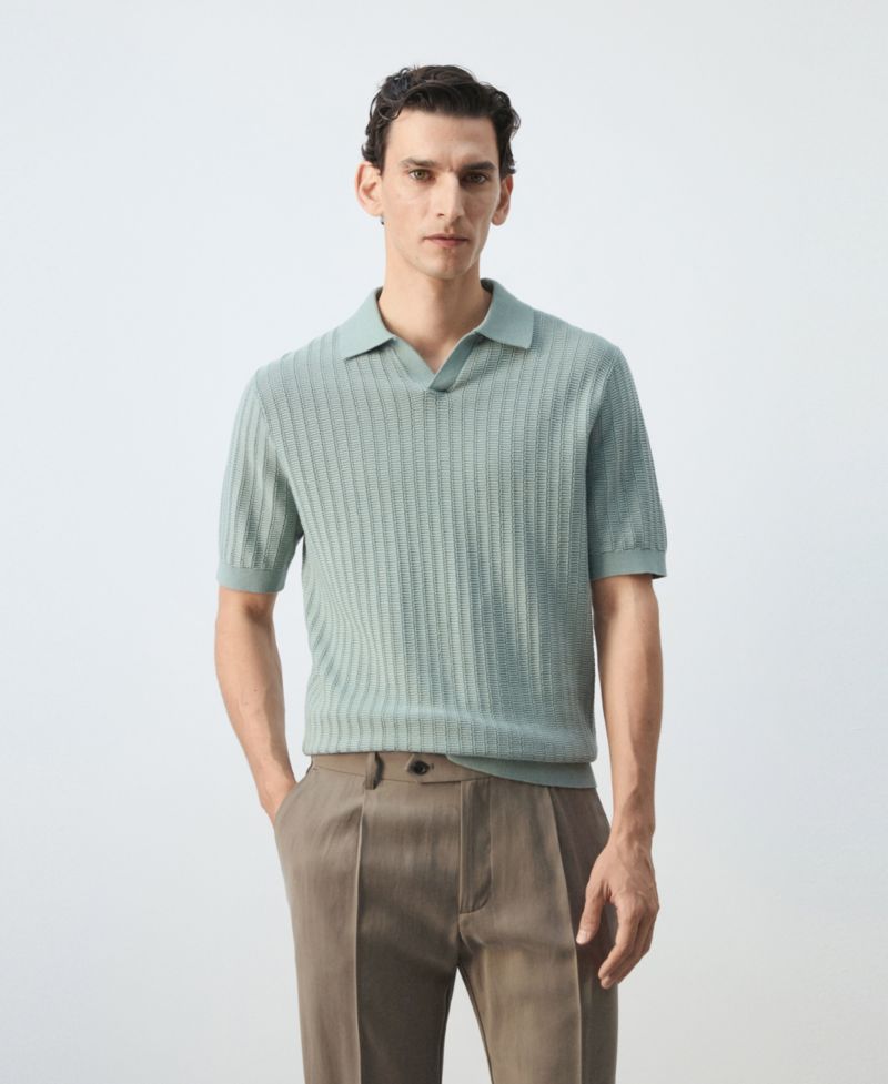 Men's Structured Cotton Knit Polo Shirt