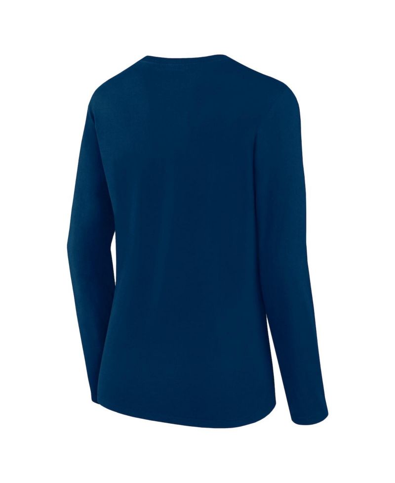 Women's Navy Houston Texans Long Sleeve Scoop Neck T-Shirt