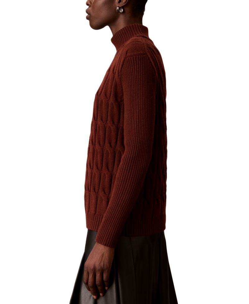 Women's Lux Cable Knit Wool-Blend Turtleneck Sweater
