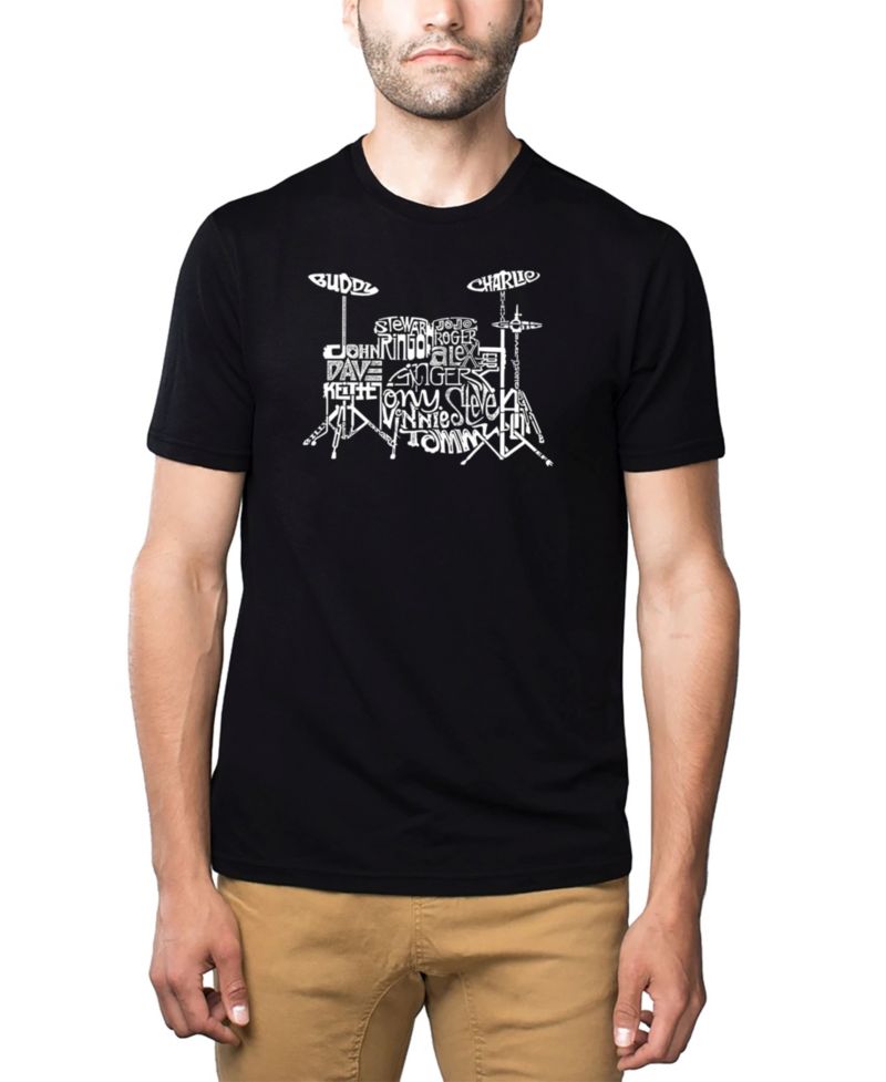 Men's Cotton/Poly Blend Word Art T-Shirt - Drums
