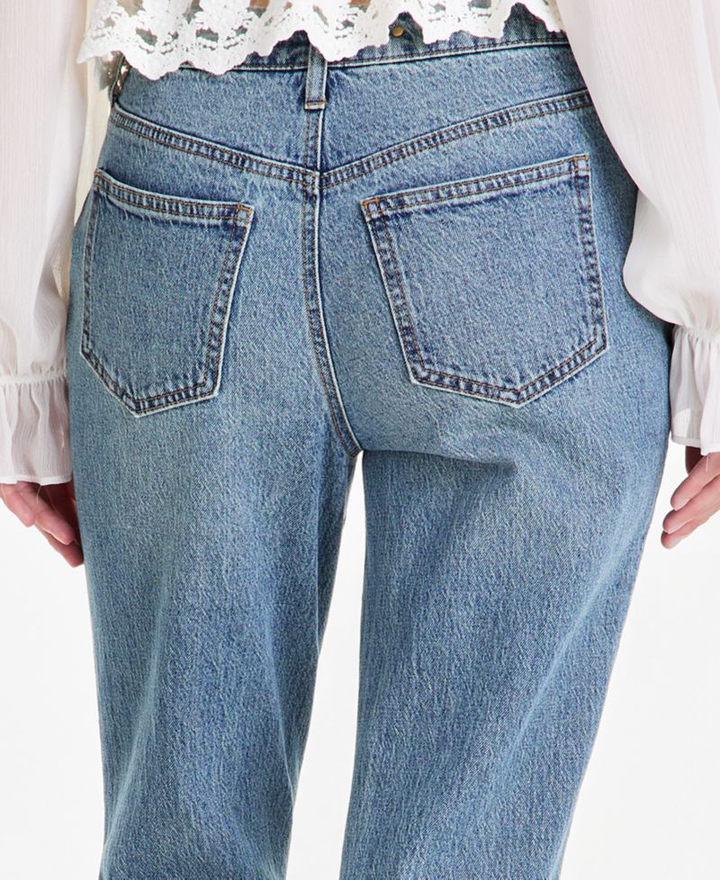 Petite Side Slit Bootcut High-Waisted Jeans