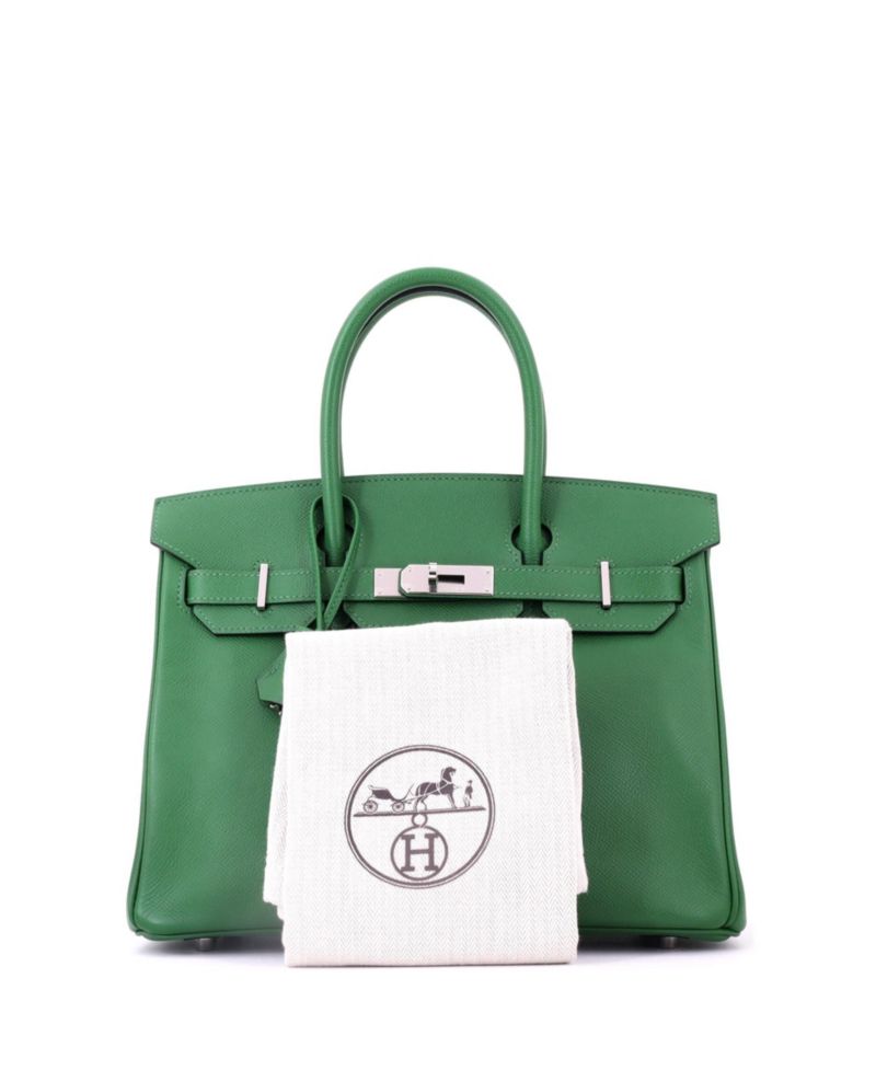 Birkin 30 Handbag Green Epsom with Palladium Hardware