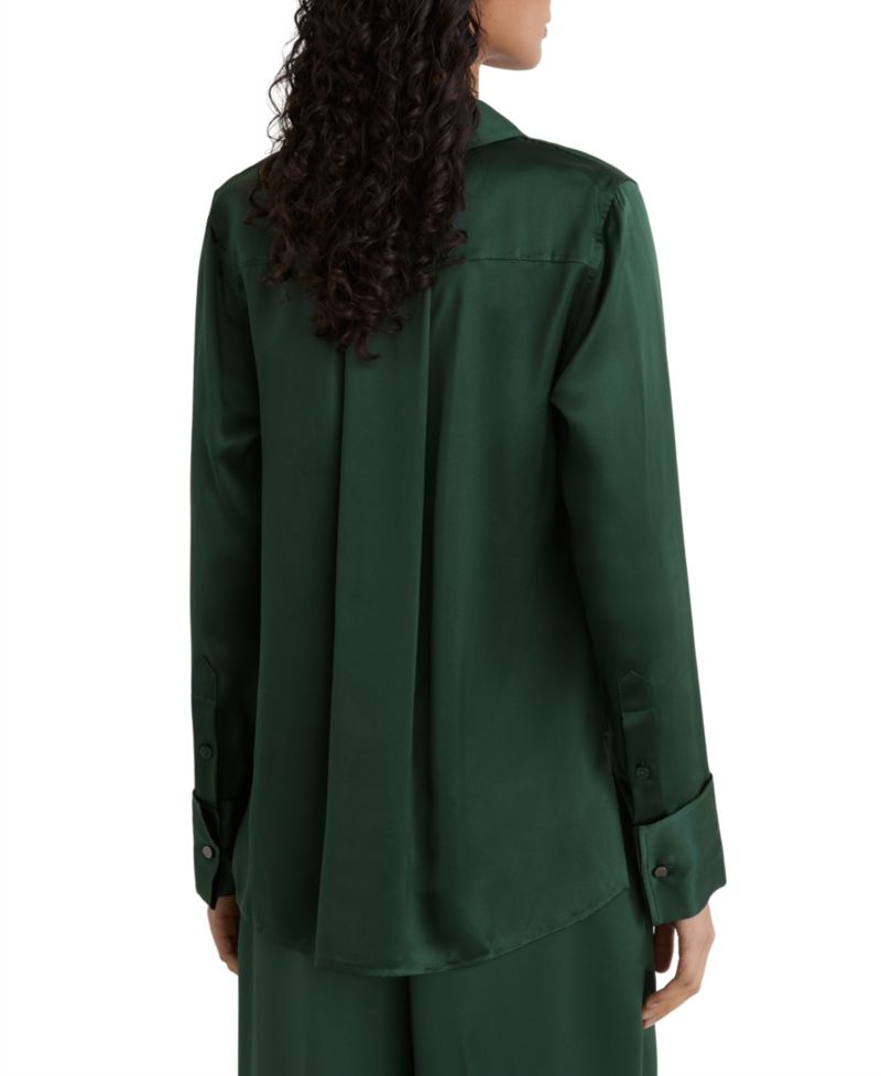 Women's Ameira Long-Sleeve Silk Satin Pointed-Collar Blouse