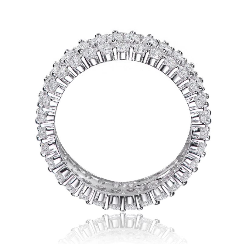Sterling Silver White Gold Plated Brilliant 360-Degree CZ Ring