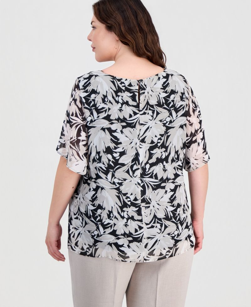 Petite Printed Short-Sleeve Blouse