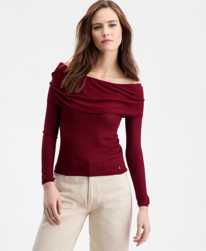 Women's Long Sleeve Off-The-Shoulder MELANIE Rib Sweater
