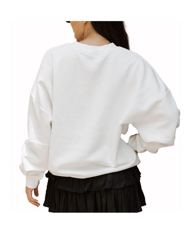 Women's White LA Galaxy Matchday Crewneck Drop Shoulder Sweatshirt