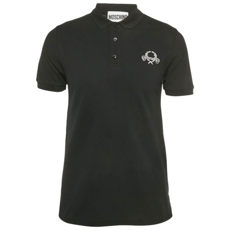 Men's Couture Black Embroidered Cotton Polo T-Shirt