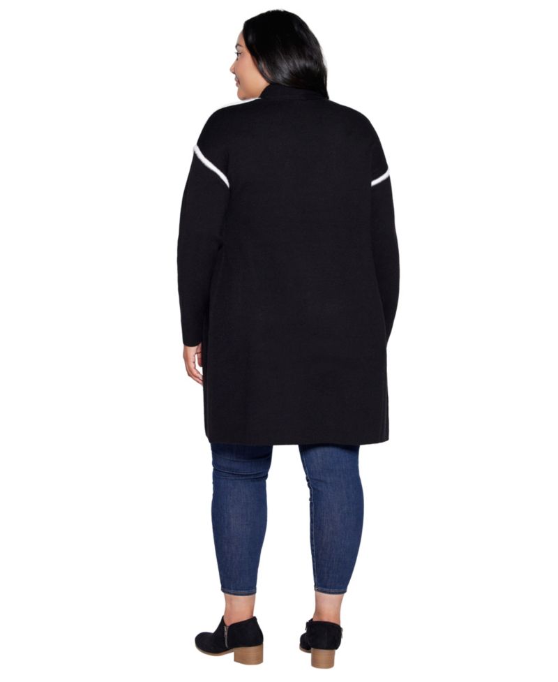 Plus Size Shawl-Collar Pocket Cardigan Sweater