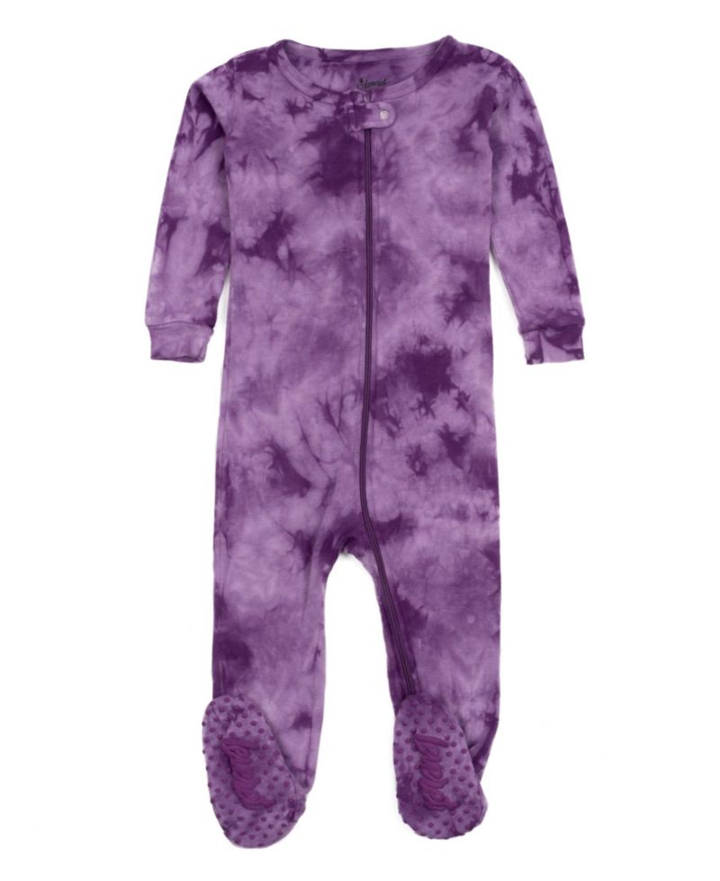 Toddler Matching Family One Piece Footed Cotton Long Sleeve Tie Dye Pajamas.