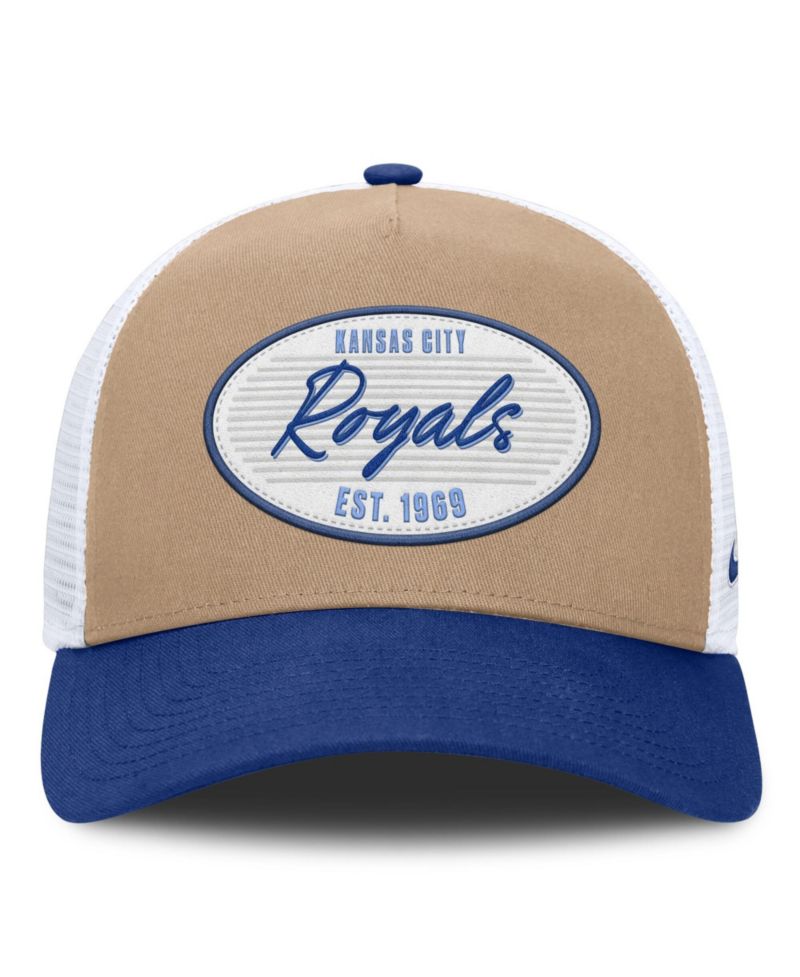 Men's Khaki/Royal Kansas City Royals Rise A-Frame Trucker Adjustable Hat