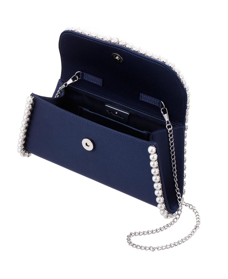 Imitation Pearl Trim Trapezoid Flap Bag