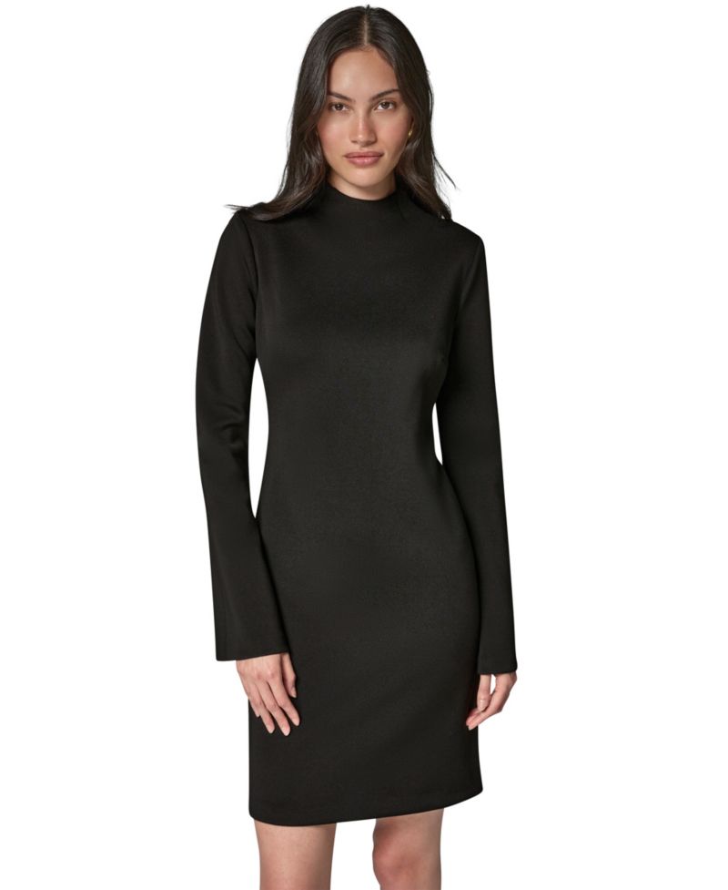 Women's Bell Sleeve Mock Neck Mini Dress
