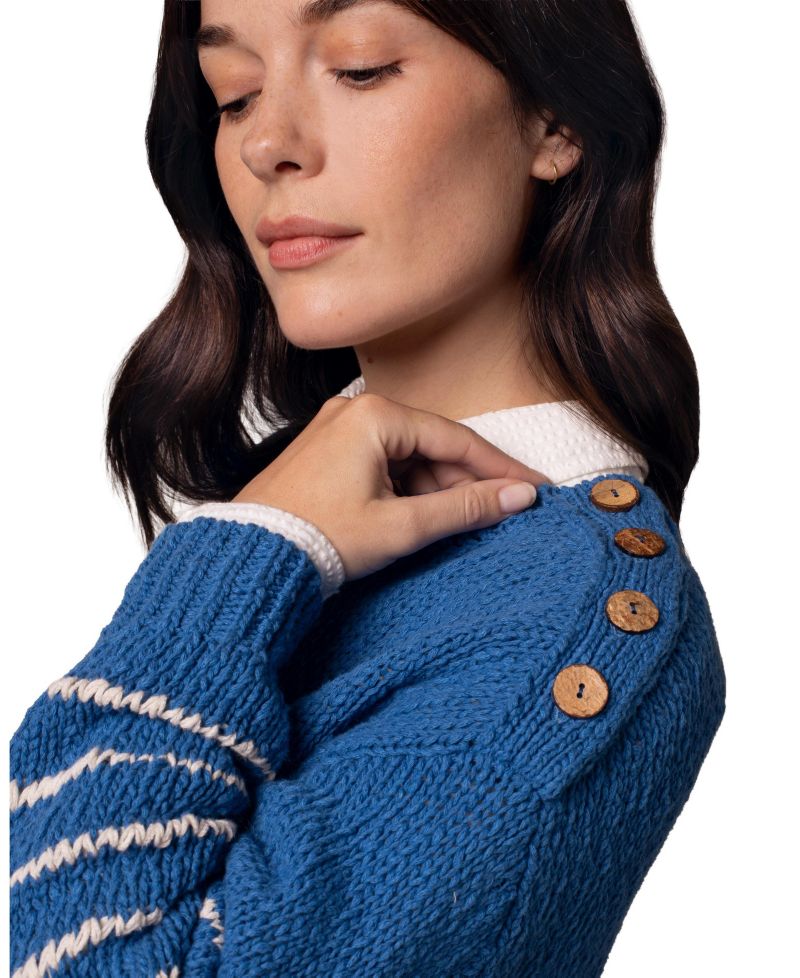 Women's Long Sleeve Drop Stitch Breton Sweater