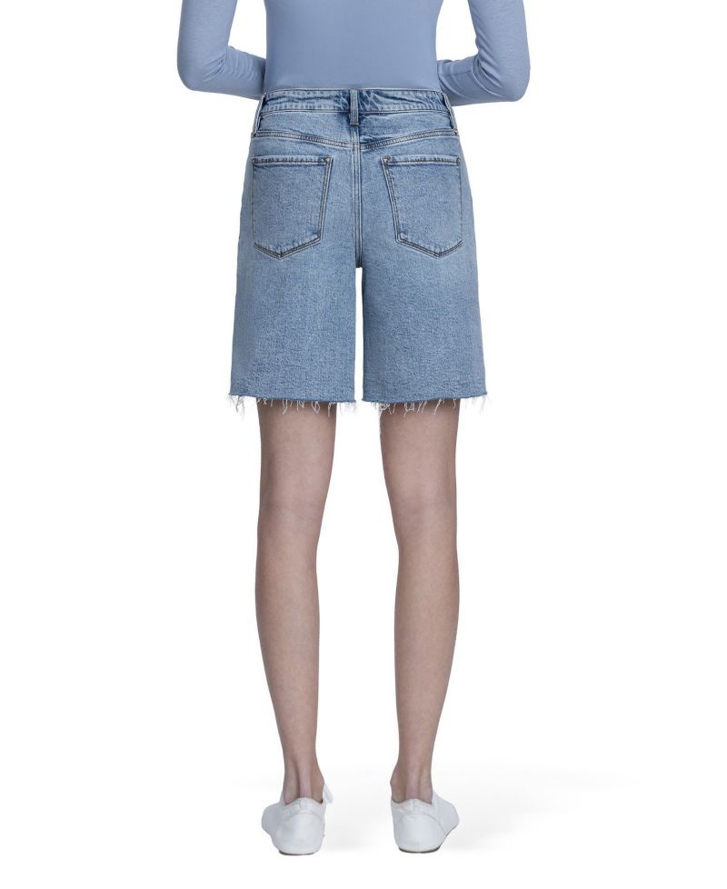Women's High Rise Raw Hem Denim Shorts