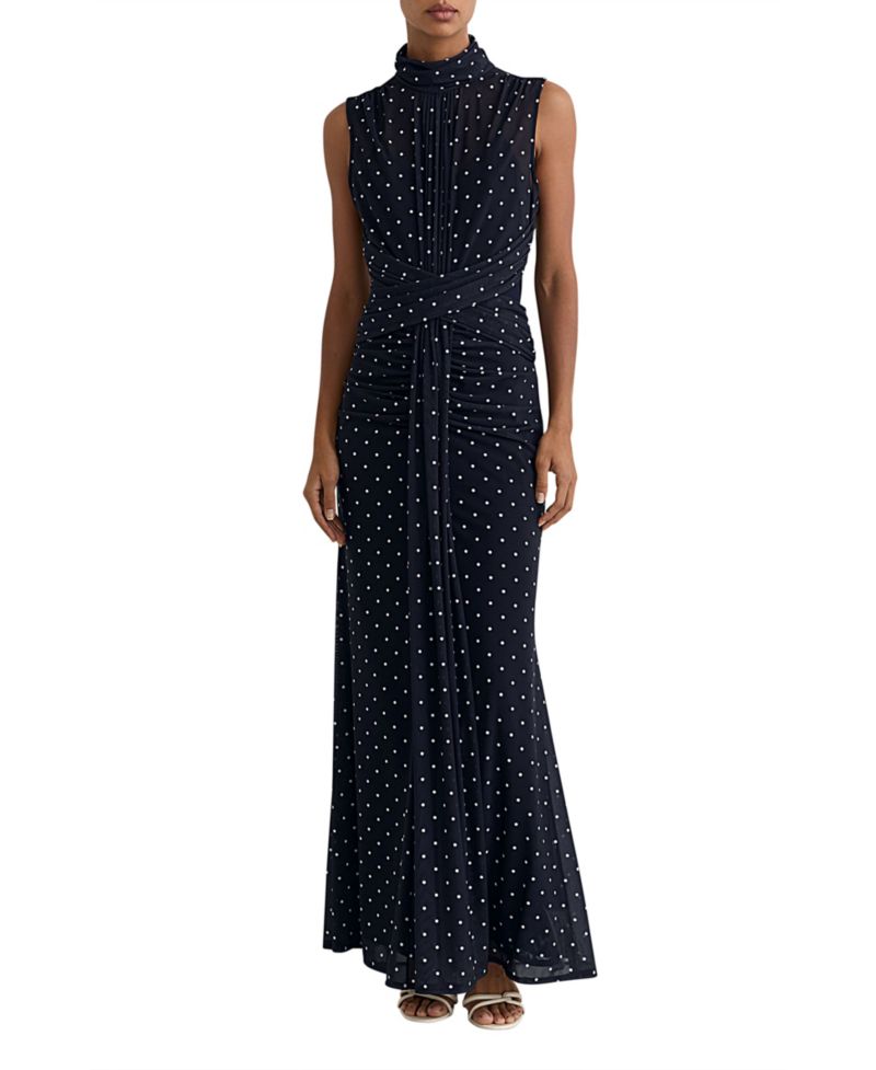 Women's Polka-Dot Print Sleeveless Maxi Dress
