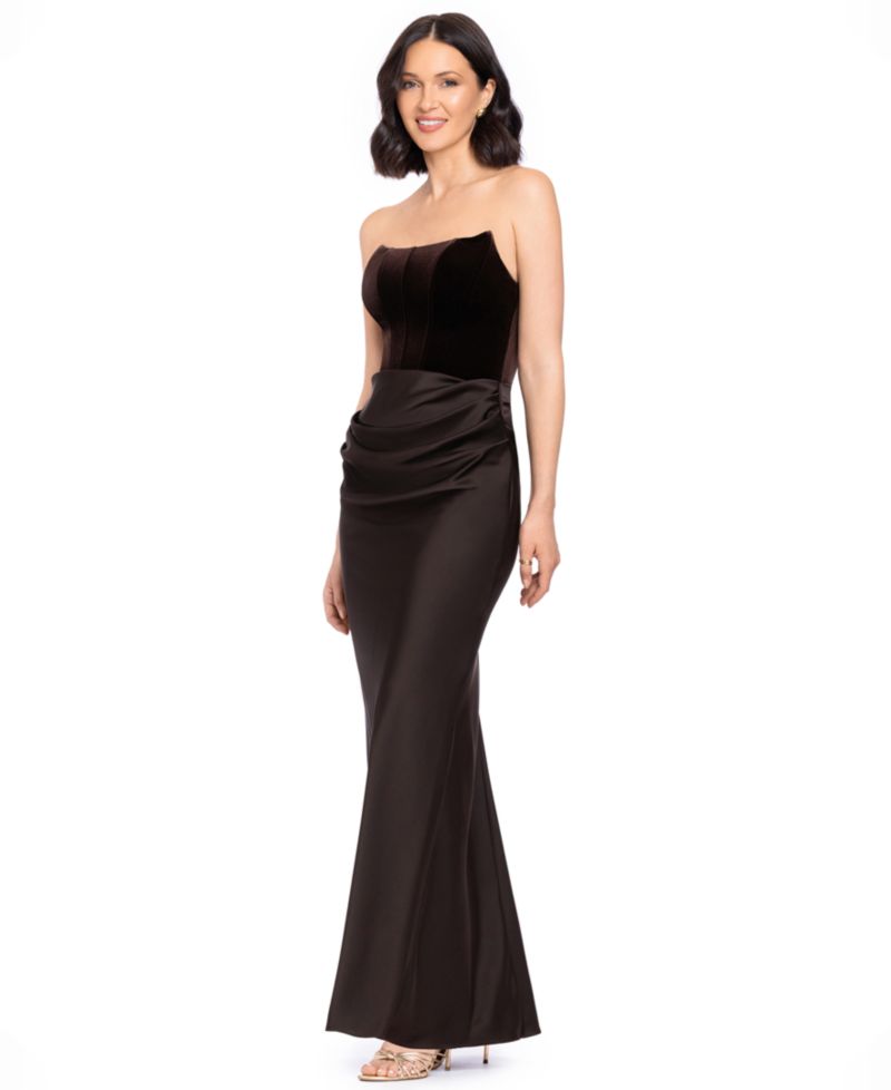 Women's Strapless Velvet Corset Dress