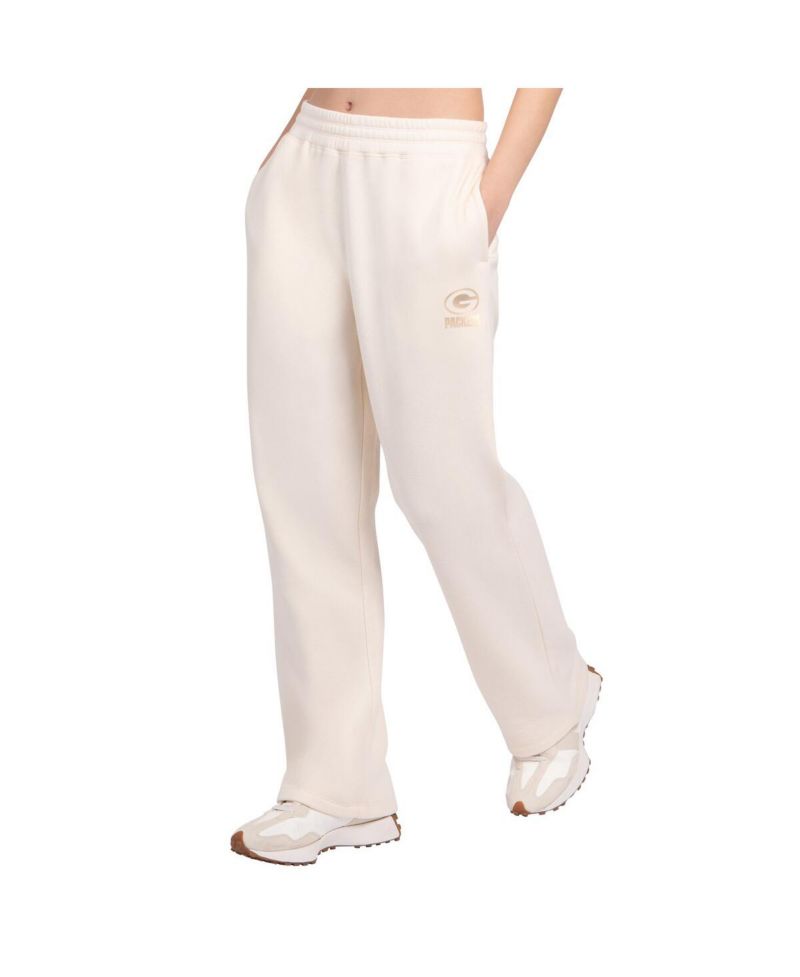 Women's Cream Green Bay Packers Pastel High Waisted Travel Fleece Pants