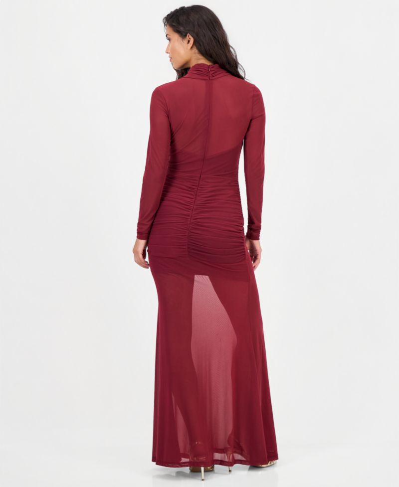 Women's Veria Long-Sleeve Mesh Wrap Maxi Dress