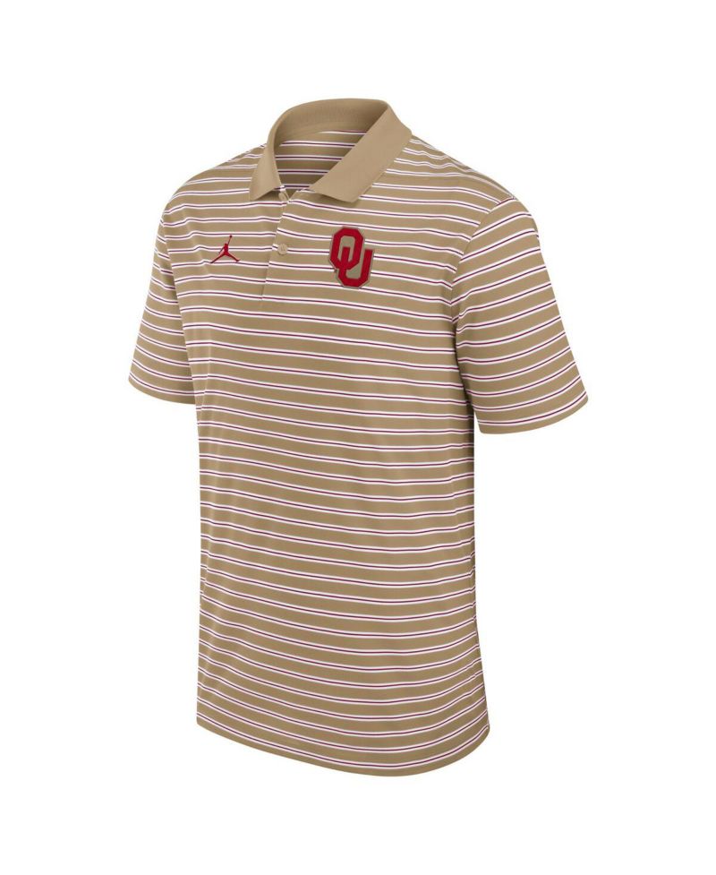Men's Tan/White Oklahoma Sooners Primetime Victory Striped Polo Shirt