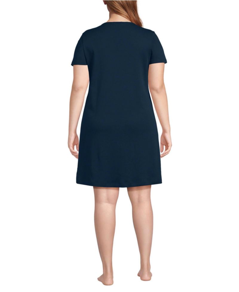 Plus Size Cotton Short Sleeve Knee Length Nightgown