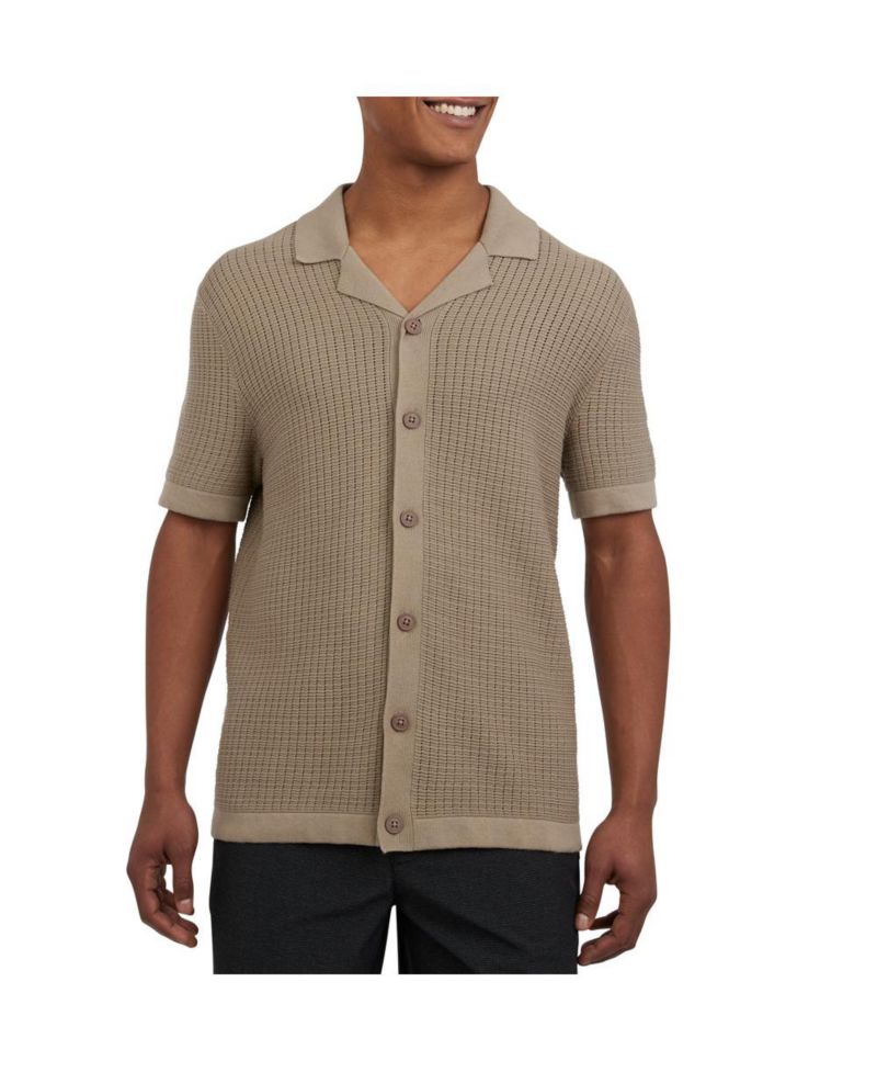 Men's Grid Sweater Camp Shirt