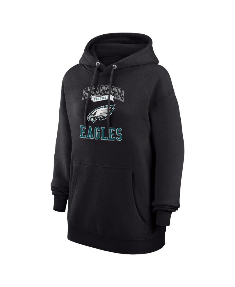 Women's Black Philadelphia Eagles Team Logo Graphic Fleece Tri-Blend Pullover Hoodie