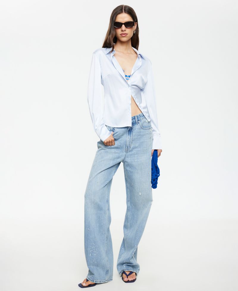 Women's Diamante Straight Cotton Jeans