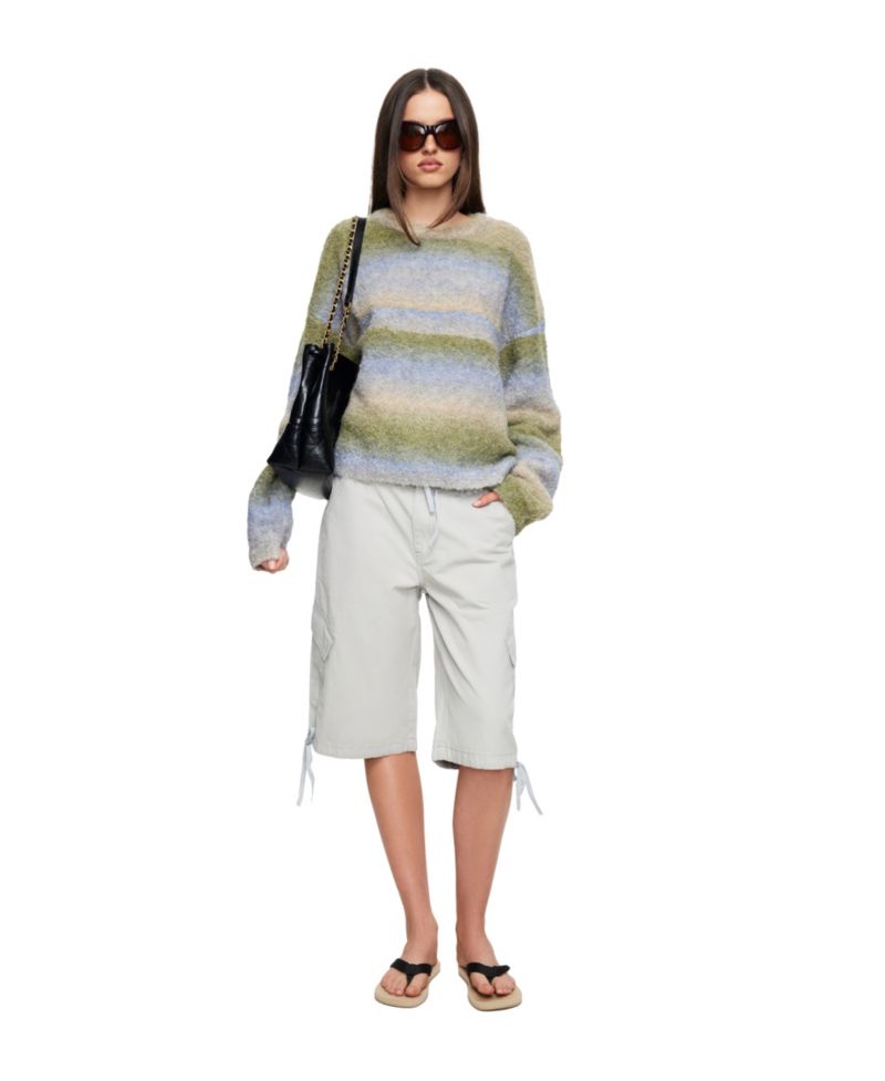 Women's Loyalty Knit Striped Fuzzy-Knit Sweater