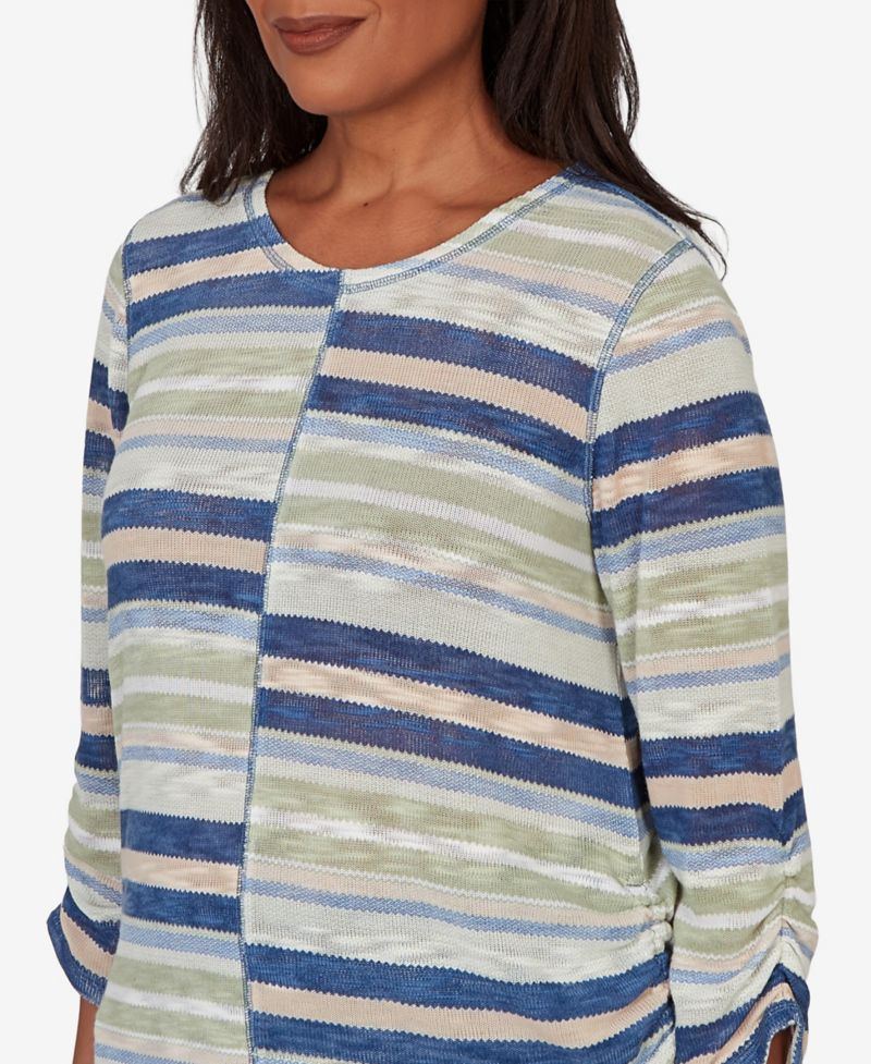 Petite Spliced Multi Stripe Knit Top