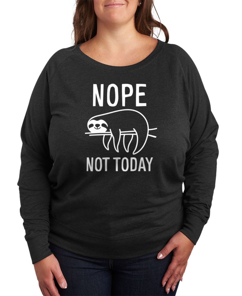 Plus Size Sloth Nope Not Today Graphic Pullover T-Shirt