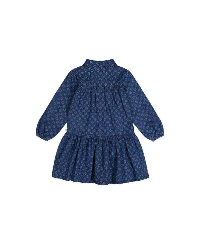 Little and Big Girl 6-14Y Shirt Dress Smiley Print