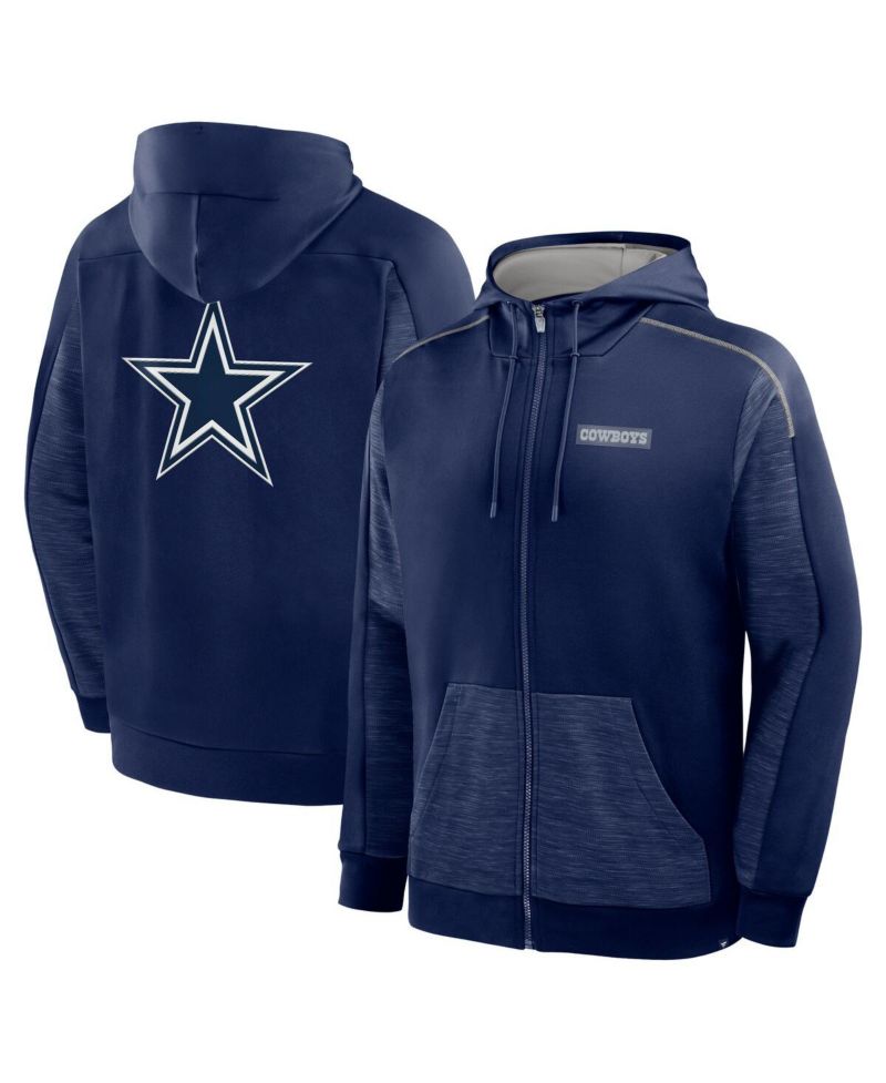 Men's Navy Dallas Cowboys Checkdown Pass Full-Zip Hoodie
