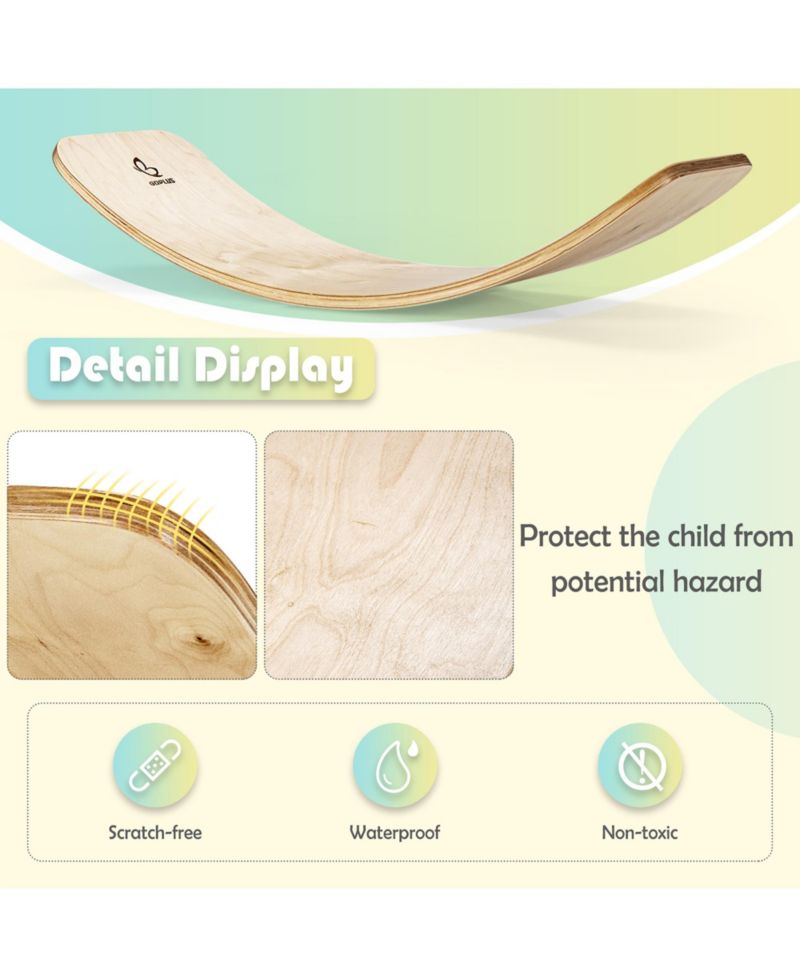 Wooden Wobble Balance Board Kids Adult 35'' Rocker Toy Support 660LBS