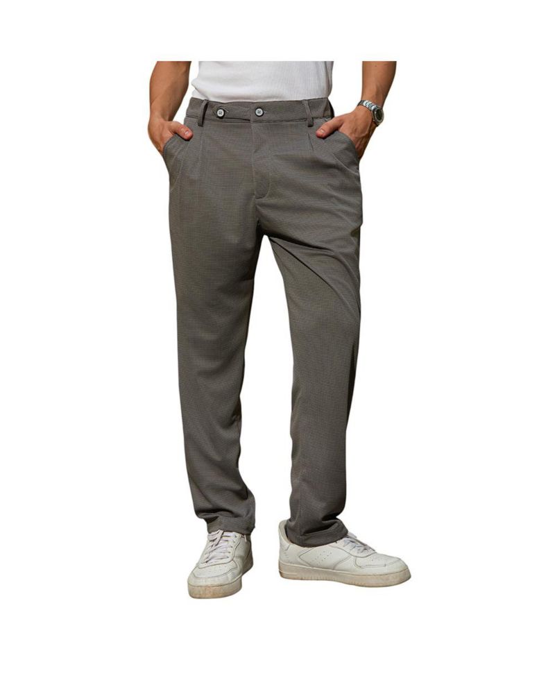 Men's Ash Grey Micro-Check Chino Trousers