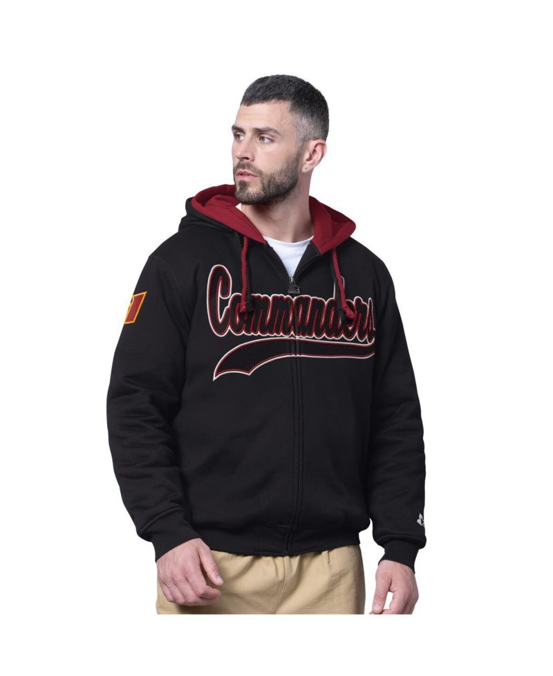Men's Black Washington Commanders Big Shot Full-Zip Double Hoodie