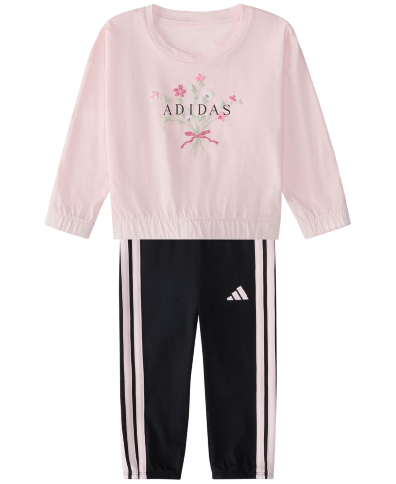 Baby Girls' Long-Sleeve Top and Pants, 2-Piece Set