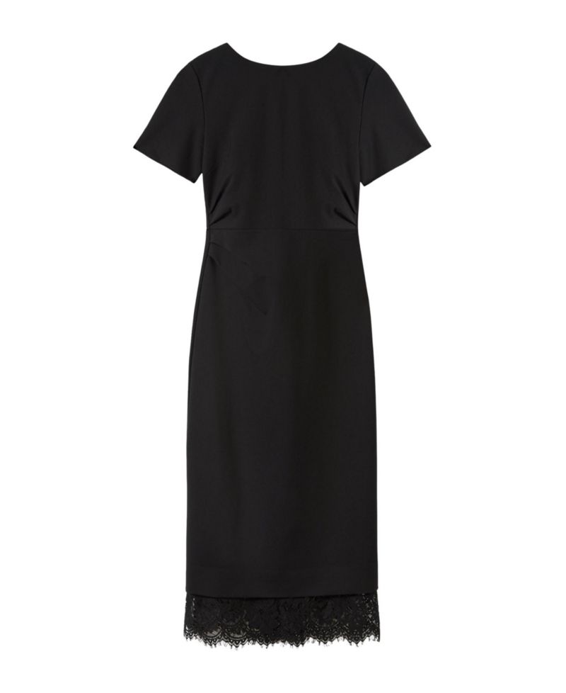 Women's Detachable Lace Hem Short-Sleeve Midi Lace Dress