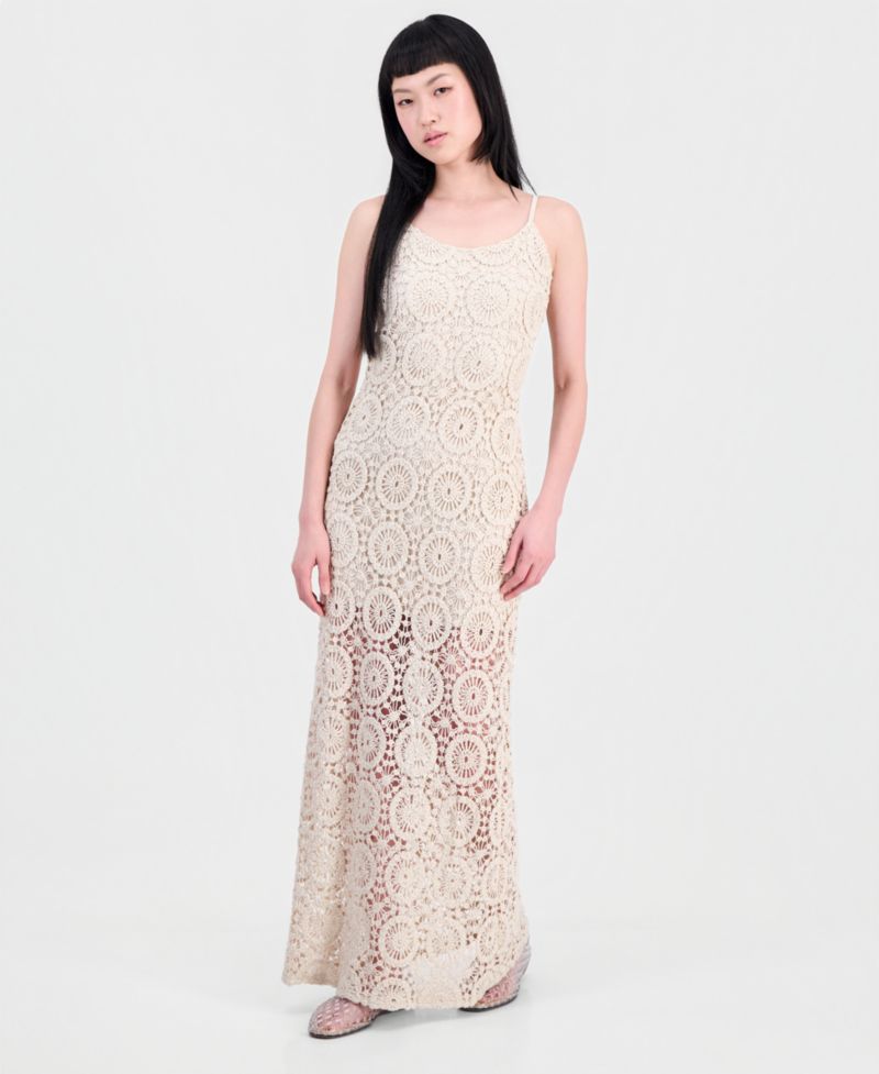 Women's Crochet Maxi Slip Dress