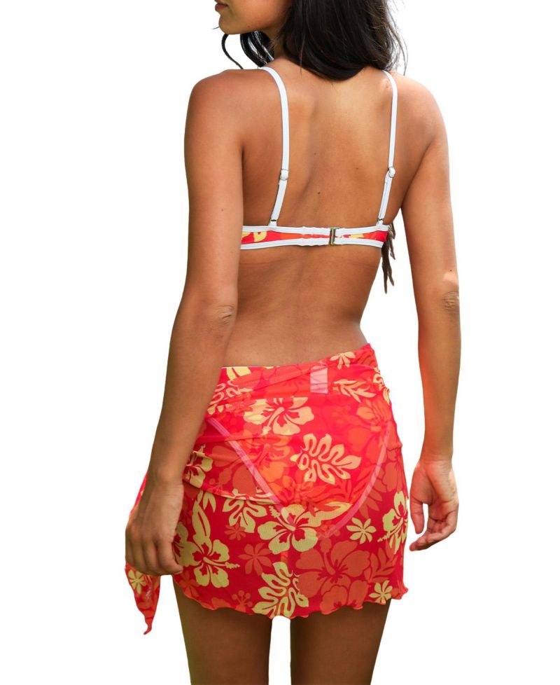 Women's Aloha Bliss Floral Sarong Three Piece Bikini Set