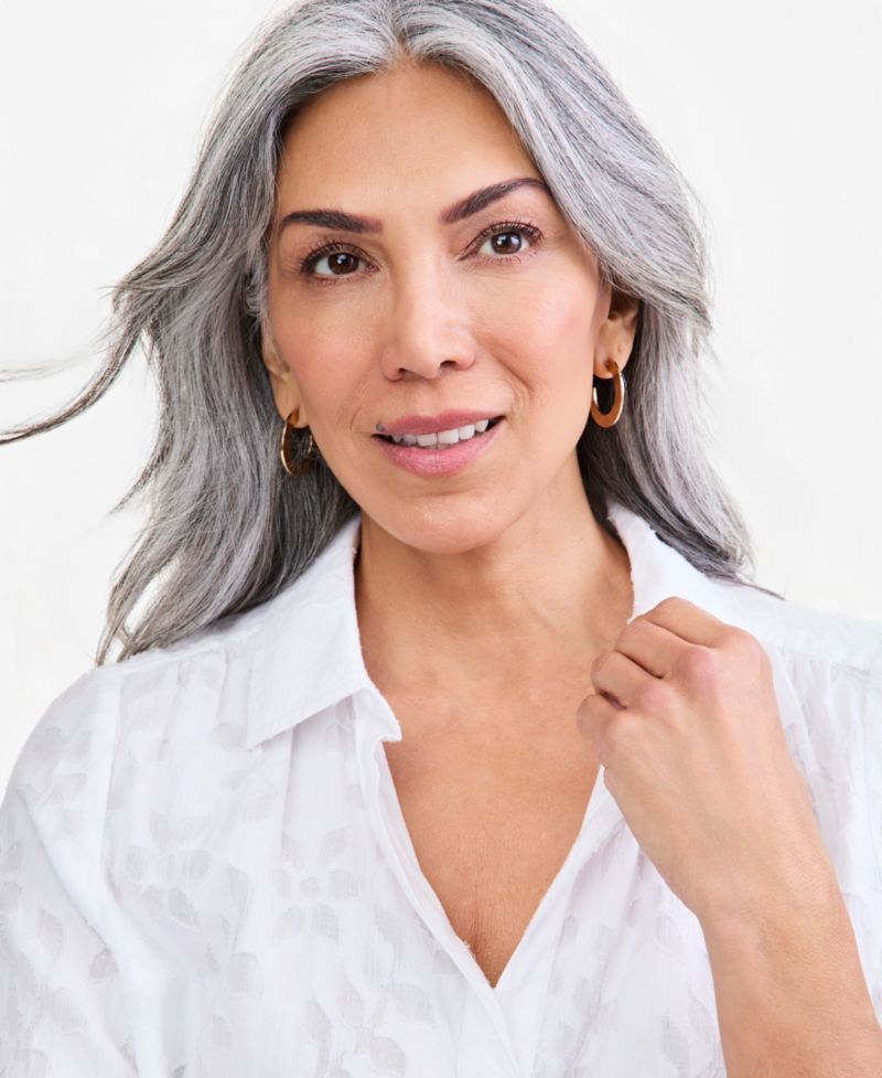 Women's Jacaurd Long-Sleeve Popover Blouse