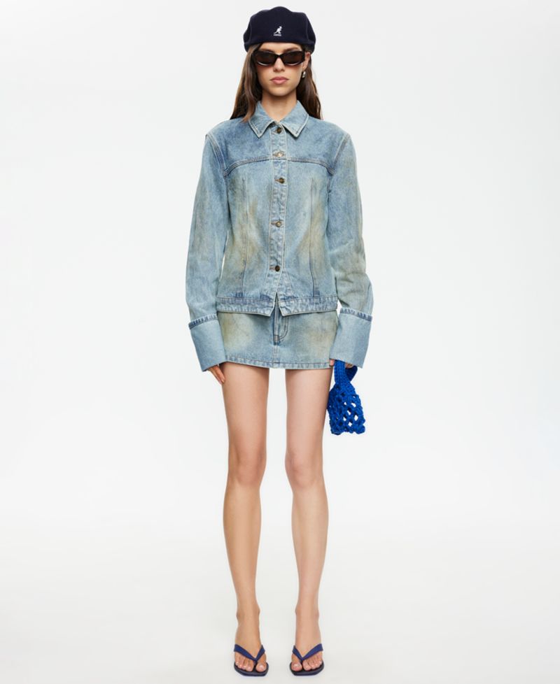 Women's The Bronx Spread Collar Button-Front Cotton Denim Jacket